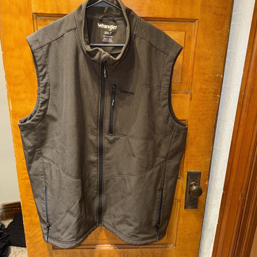 Wrangler Vest Brown 3XLT TALL Western Cowboy Button Front Pocketed FLEECE Lined